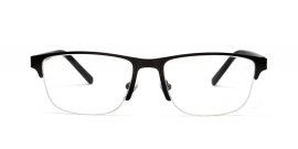 Half Rim Rectangle Thin Gloss Black Frame Glasses for Men