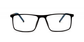 Unisex Rectangular Matte Black and Blue Optical Frame
