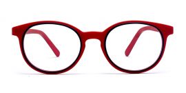 Red Oval Full Rim Acetate Frame - Blue X with Power