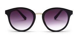Black Oval Full Rim Acetate Frame with Gradient Grey UV Sun Lens - Power Sun Glasses