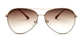 Gold Aviator Full Rim Metal Frame with Gradient Brown UV Sun Lens - Power Sun Glasses