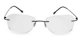 Black Oval Rimless Titanium Frame - Power Spectacles Anti-Glare