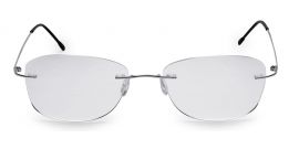 Silver Oval Rimless Titanium Frame - Power Spectacles Anti-Glare