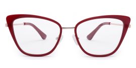 Red Cateyes Full Rim Acetate & Metal Frame - Power Spectacles Anti-Glare