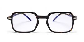 Brown Tortoise Square Shaped Acetate Frame - Blue X with Power