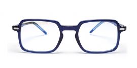 Blue Square Shaped Acetate Frame - Power Spectacles Anti-Glare