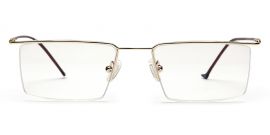Gold Rectangular Half - Rim Metal Specs Frame for Men