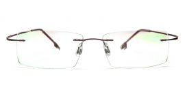Pink Silver Rectangular Rimless Titanium Frame  - Power Spectacles Anti-Glare