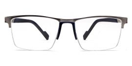Silver Black/Blue Squared Half Rim Metal Frame - Power Spectacles Anti-Glare