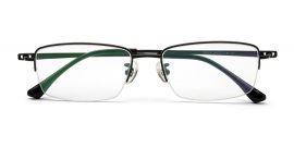 Zenith Titanium Half Rim Black Rectangle Glasses for Men 