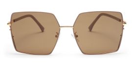 Light Brown Large Square UV Protection Sunglass for Unisex 