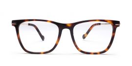 Brown Tort Square Full Rim Acetate Metal Frame-Blue X with Power
