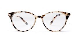 Snow Leopard Cateyes Full Rim Acetate Metal Frame-Blue X with Power