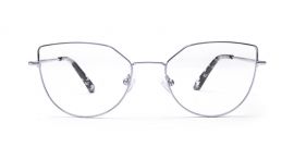 Silver Cateyes Full Rim Metal Frame-Blue X with Power