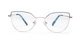 Gold Cateyes Full Rim Metal Frame-Blue X with Power