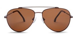 Brown Aviator Full Rim Metal Sunglasses