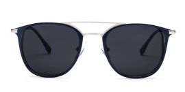 Blue/Silver Wayfarer Full Rim Metal Sunglasses - Power Sunglasses