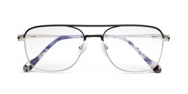 Black Full-Rim Square Metal Eyeglass Frames for Men
