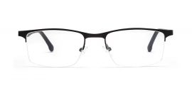Black Rectangle Half-Rim Glasses for Men 