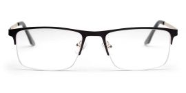 Black Half-Rim Rectangle Eyeglasses for Men 