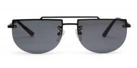 Black Half Oval Metal UV Sunglass for Men and Women
