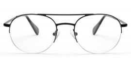 Black Matte Half-Rim Round Eyeglasses for Men