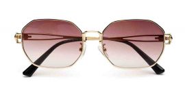 Golden Brown Hexagon Sunglasses for Men & Women