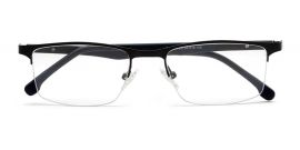 Black Rectangle Half-Rim Glasses for Men 