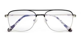 Black Full-Rim Square Metal Eyeglass Frames for Men