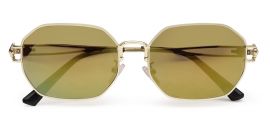 Golden Mirrored 400 UV Protected Hexagon Sunglasses For Men & Women