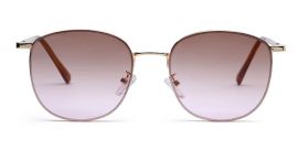 Gradient Brown Pink Metal UV Sunglass for Men and Women