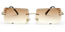 Gradient Brown Rimless Rectangle Sunglass for Men and Women