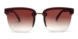 Dark Brown Clubmaster Half Rim with Gradient Black UV Sunglasses for Women