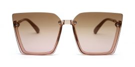 Light Brown Pink Square Half-Rim Acetate Frame Sunglass for Women
