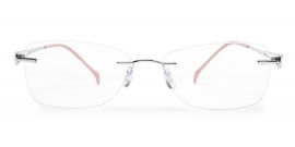 Pink Rectangle Rimless Metal Frame for Women