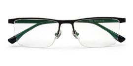 Zenith Titanium Half Rim Black Glasses with Edgy Cuts