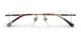 Specs without Rim with Golden Brown Temple for Men
