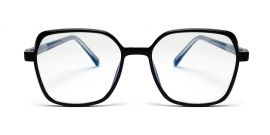 Black Glossy Square Shaped Eyeglasses - Computer Spex (Zero Power)
