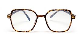 Brown Tort Glossy Square Shaped Eyeglasses - Computer Spex (Zero Power)