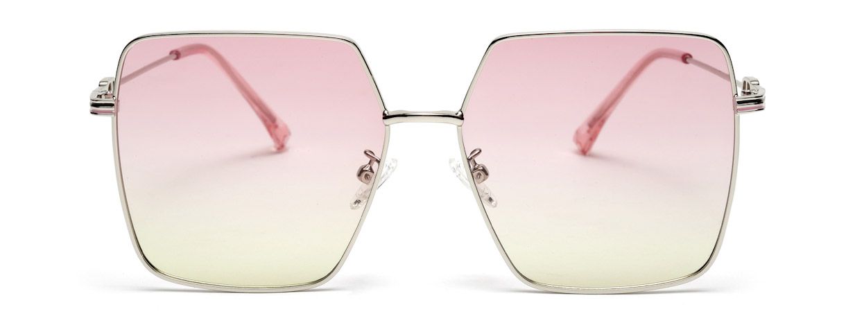 Gucci Rimless Purple Lens Heart Charms Metal Square Sunglasses In Metallic  | ModeSens