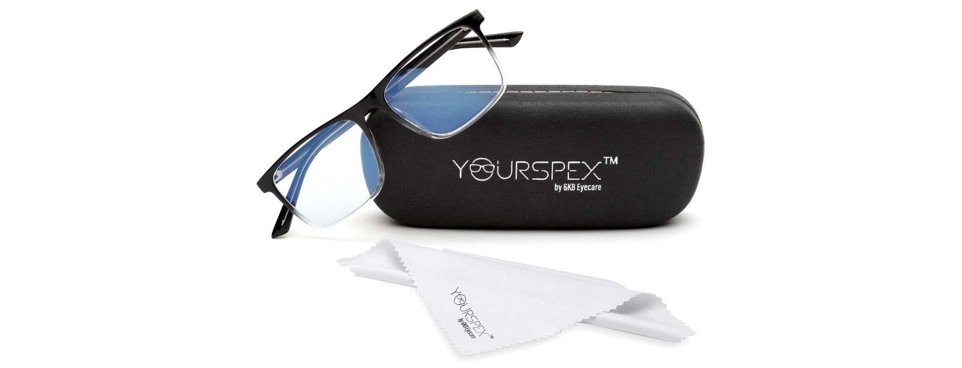 Gradient Black and Transparent Square Eyeglasses for Men